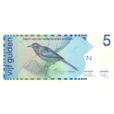 P22a Netherlands Antilles - 5 Gulden Year 1986